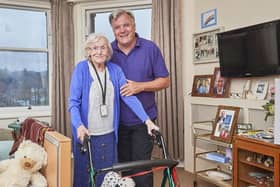 Ed Balls with Phyllis from the programme.Picture: BBC/ Stuart Wood.