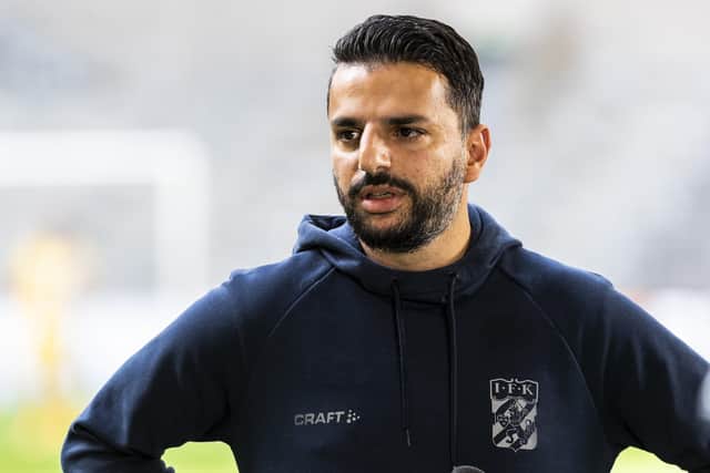 Poya Asbaghi, former head coach for IFK Goteborg interviewed during the Allsvenskan match between Djurgardens IF and IFK Goteborg on August 22, 2020 in Stockholm. (Picture: Michael Campanella/Getty Images)