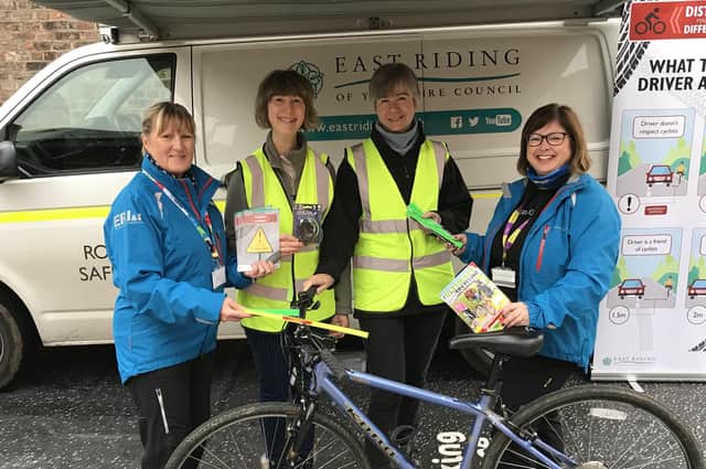 Julie Turrell, principal road safety officer, right, and Angela Merrills, road safety officer, right, from the road safety team are pictured with council staff at a previous event.