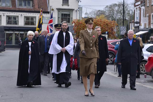 Marching through Pocklington on Remembrance Sunday. Photo courtesy of Andy Nelson Photography.