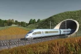 An artist's impression of the HS2 line which is reported to be officially axed later this year