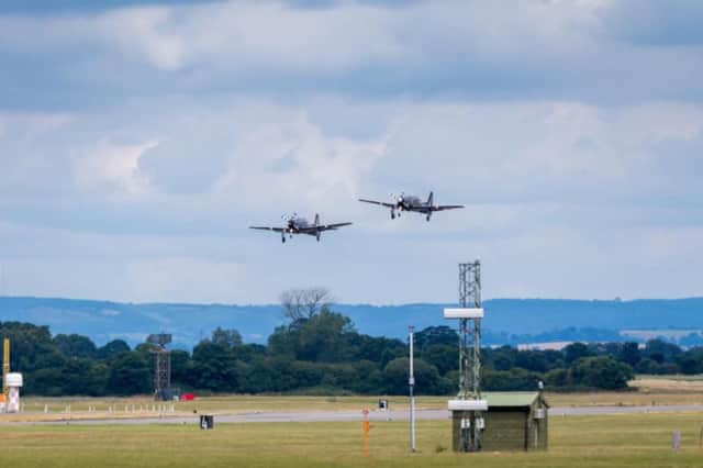 Two RAF Tucanos taking off from Linton-on-Ouse in 2018