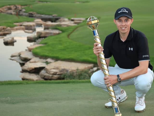 Matthew Fitzpatrick of England celebrates with the DP World Tour Championship trophy in 2020. (Picture: Andrew Redington/Getty Images)