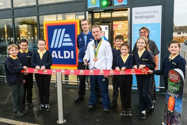 The new Aldi store on St John Street is officially opened by GB Olympic Gymnast Nile Wilson. Photo by Tony Bartholomew