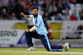 Azeem Rafiq playing for Yorkshire during the NatWest T20 blast against Durham at Headingley in 2017. (Getty).
