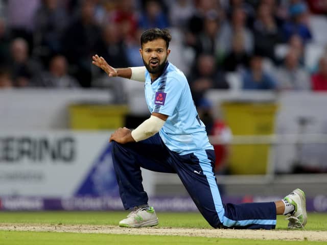 Azeem Rafiq playing for Yorkshire during the NatWest T20 blast against Durham at Headingley in 2017. (Getty).