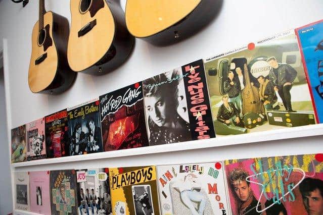 The shop is a homage to rock and roll.