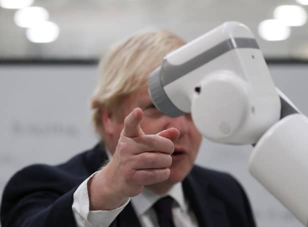 Boris Johnson during the CBI annual conference when he claimed that 'Crossrail for the North' will still be built.