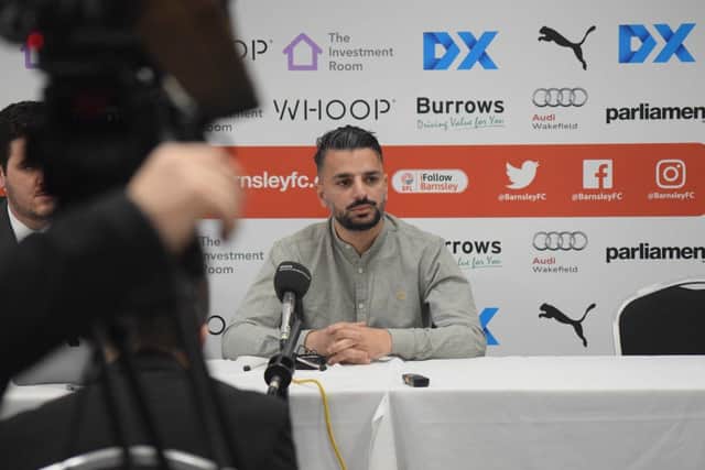 Poya Asbaghi meets the media for the first time since his appointment as Barnsley head coach. Picture courtesy of Barnsley FC.