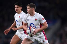 Owen Farrell of England runs with the ball ahead of Marcus Smith during the Autumn Nations Series match between England and Australia at Twickenham. (Picture: Laurence Griffiths/Getty Images)
