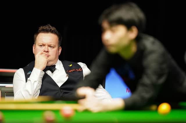NOT FAIR: Shaun Murphy pictured during his first round match against Si Jiahui UK Championship at the York Barbican. Picture: Mike Egerton/PA