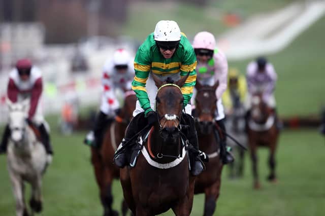 Epatante - pictured winning the 2020 Champion Hurdle under the now retired Barry Geraghty - heads to Newcastle on Saturday for the Grade One Fighting Fifth Hurdle.
