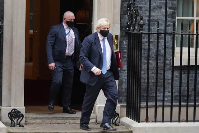 Boris Johnson, pictured leaving 10 Downing Street for Prime Minister's Questions.