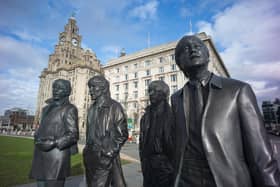 This statue of the Beatles which stands outside the Liver Building at Liverpool was unveiled in 2016. (Getty Images).