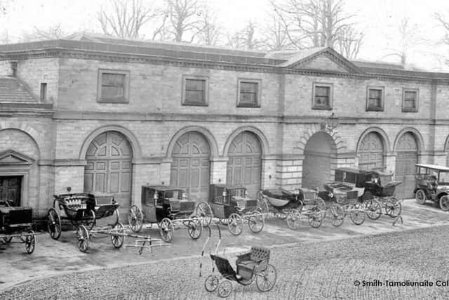 Carriages outside the stables in their Edwardian heyday