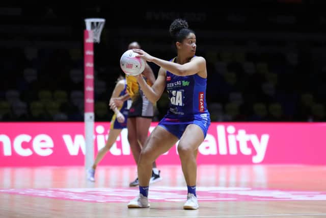Rhea Dixon of Leeds Rhinos  in action during the match between Leeds Rhinos and Wasps on day four of round 14 of the Vitality Netball Superleague at Copper Box Arena on May 03, 2021 in London, England. (Picture: Morgan Harlow/Getty Images)
