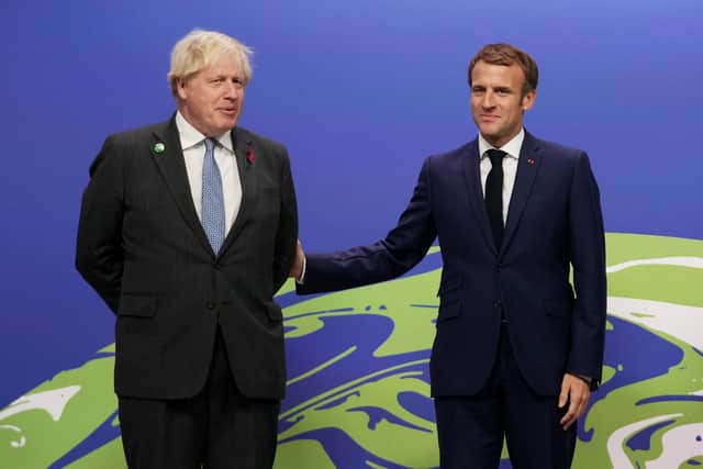 Boris Johnson and Emmanuel Macron at the COP26 climate change summit.