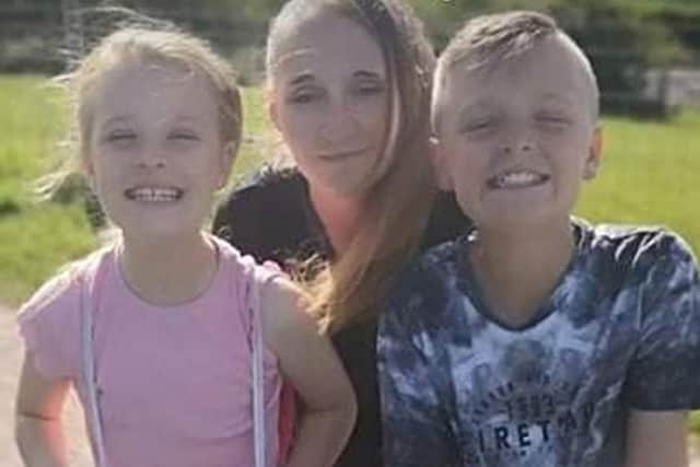 Murdered Terri Harris with her children Lacey and John Paul Bennett