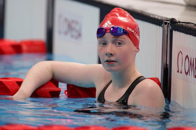 Great Britain's Zara Mullooly looks on after competing in Women's 50m Freestyle - S10 heat at the Tokyo Paralympics this year. Picture: Adam Pretty/Getty Images.