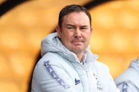 AWAY POINT: For Bradford City and Derek Adams at bottom-side Scunthorpe United. Picture: PA Wire.