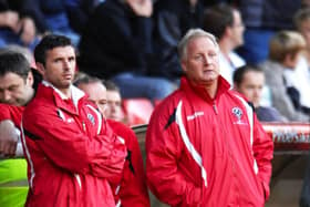 Gary Speed and Kevin Blackwell, pictured on the touchline during a clash at Bramall Lane between Sheffield United and Cardiff City in October 2009. Picture: Bruce Rollinson