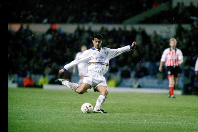 Gary Speed, pictured during Leeds United's 5-2 win over Walsall in an FA Cup third round replay back in January 1995.