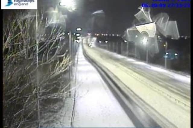 Snow on the M62 (Pic: Motorway Cameras via Twitter)