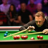 Judd Trump, on his way to a 6-3 win over Chris Wakelin in round two of the UK Snooker Championship at York's Barbican. Picture: Nigel French/PA