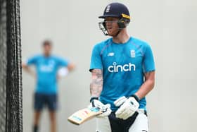 GETTING READY: Ben Stokes looks on during an England nets session at The Gabba in Brisbane Picture: Chris Hyde/Getty Images