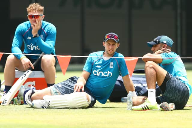 BE PREPARED: England Test captain Joe Root looks on during a nets session at The Gabba in Brisbane Picture: Chris Hyde/Getty Images