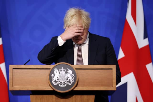 Prime Minister Boris Johnson during a media briefing in Downing Street, London, on Saturday about the new Omicron variant of Covid.