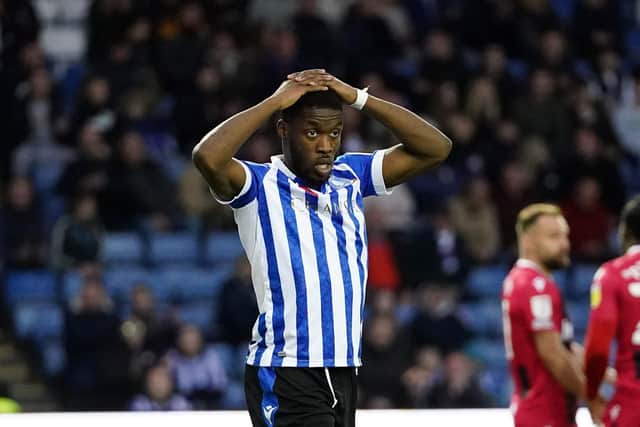 KEY MOMENT: Olamide Shodipo scored his first goal for Sheffield Wednesday on Saturday. Picture: PA Wire.