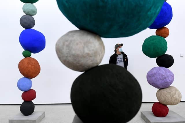 Annie Morris’s pigmented stacking sculptures have taken over the Weston Gallery at the YSP, near Wakefield.(Simon Hulme).
