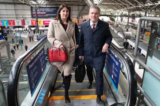 Rachel Reeves and Keir Starmer at Leeds railway station.