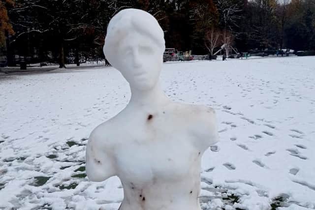 The Venus de Milo sculpture out of snow