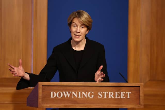 Chief Executive of NHS England Amanda Pritchard during a media briefing in Downing Street, London, on coronavirus