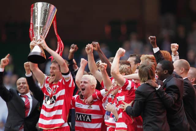 CUP HERO: Graeme Lee scored the winning goal for Doncaster Rovers as they won the EFL Trophy in 2007. Picture: Getty Images.