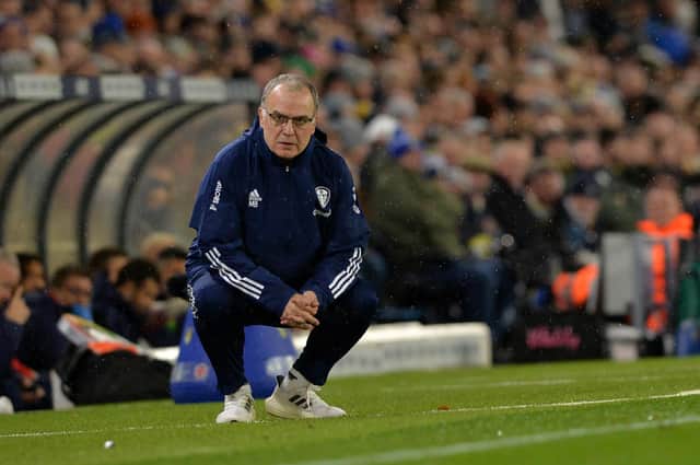 Marcelo Bielsa, pictured in his technical area in Leeds United's game with Crystal Palace. Picture: Bruce Rollinson.
