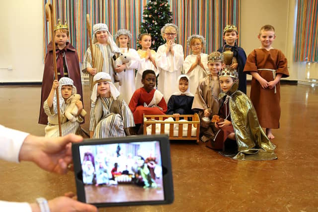 File photo dated 10/12/20 of year 2 Pupils at Manor Park School and Nursery in Knutsford, perform their Christmas nativity play. (PA)
