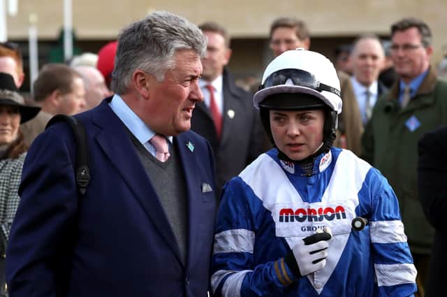Trainer Paul Nicholls and jockey Bryony Frost who won last year's King George VI Chase at Kempton with Frodon. The champion trainer hopes to be triple-handed in this year's Kempton renewal on Boxing Day.