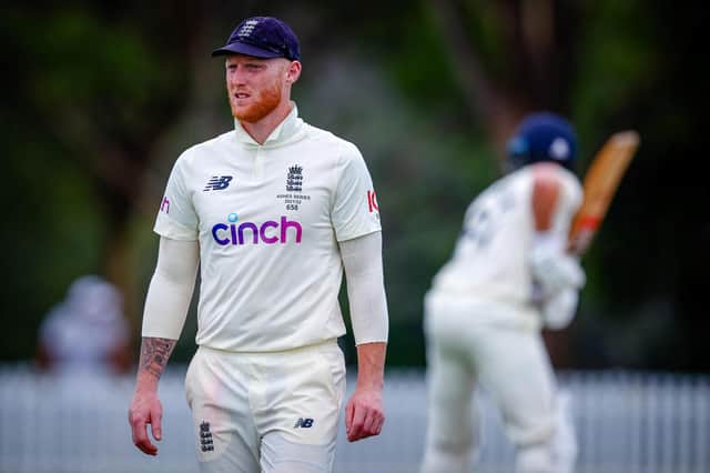 Welcome back: Ben Stokes back for England in their warm-up match against England Lions in Brisbane yesterday, six days before the start of the Ashes. (Picture: Patrick Hamilton/AFP via Getty Images)