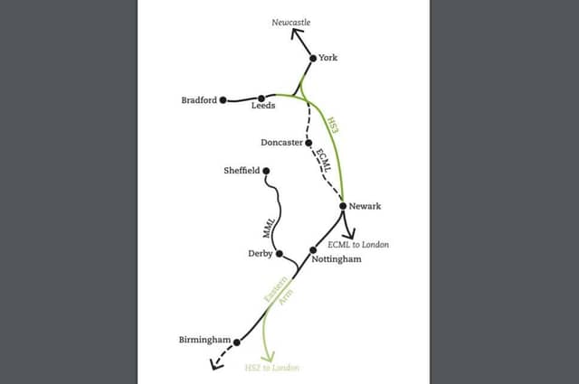 The proposed HS3 route from the thinktank.