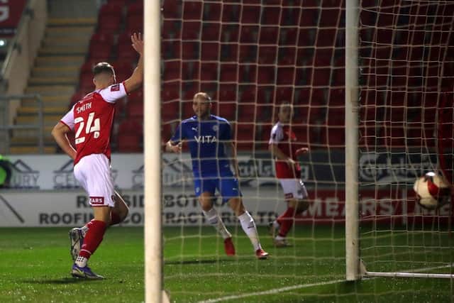 Rotherham United's Michael Smith celebrates scoring their FA Cup winner. Picture: PA.