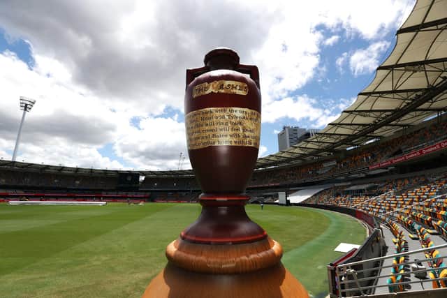 Blow-up: A giant replica urn is seen during the Ashes Series Launch at The Gabba in Brisbane.