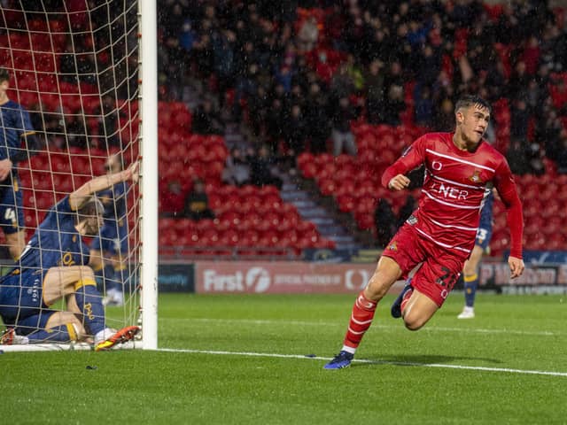 On target: Doncaster 
Rovers' Branden Horton celebrates his goal. 
Pictures: Tony Johnson
