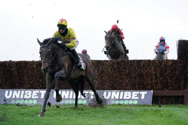 Protektorat ridden by Bridget Andrews before going on to win the Unibet Many Clouds Chase at Aintree.
