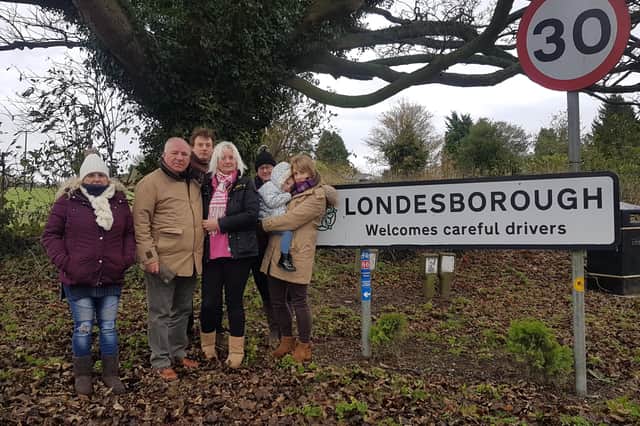 Cllr Mike Stathers (foreground) is pictured with with some of the residents of Londesborough. Photo submitted.