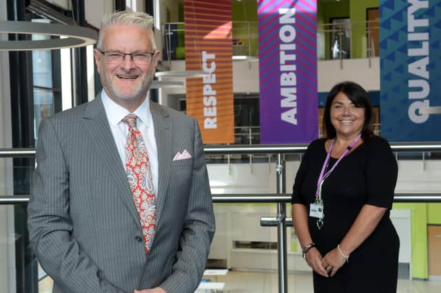 East Riding College principal Mike Welsh is pictured with chair of governors Kerri Harold. Photo submitted