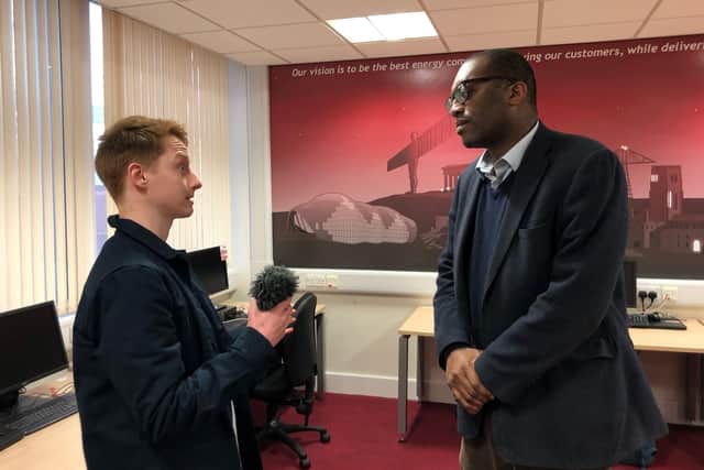 Energy Secretary Kwasi Kwarteng speaks to the media about power cuts caused by Storm Arwen nine days ago while he visits a Northern Powergrid call centre in Penshaw, near Sunderland.