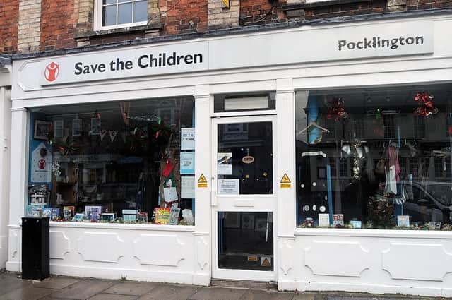 The Save the Children shop on Pocklington’s Market Place. Photo courtesy of Roger Pattison.